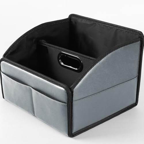 Car Storage Organizer, Leather Front & Back Seat Caddy Gray by UplienCompany