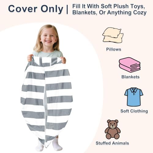 Lukeight Stuffed Animal Storage Bean Bag Chair Cover - Image 2