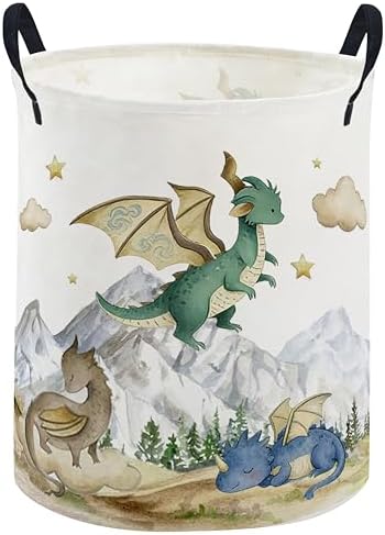 ESSME Kids Laundry Basket, Dinosaur Hamper Collapsible Canvas Waterproof by ESSME