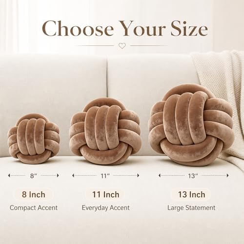 Petrella Coffee Brown Knot Pillow Ball, 8 Inch Decorative Pillow - Image 3