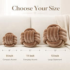 Petrella Coffee Brown Knot Pillow Ball, 8 Inch Decorative Pillow - Image 3