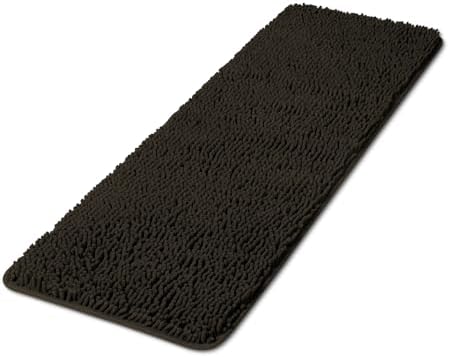 Yeaban Chenille Chocolate Brown Bathroom Runner Rug 17"x47" by Yeaban