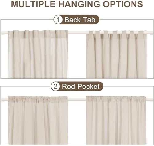 ASPMIZ Cotton Linen Farmhouse Curtains Boho Rustic Button Panel, Country Window - Image 4