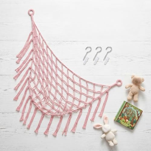 Stuffed Animal Storage Hammock Corner Net, Large Macrame Stuffed Animal by Goufaju
