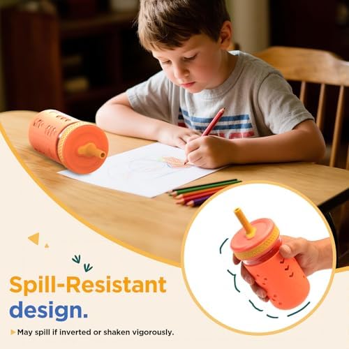 Tronco 12 oz Glass Sippy Cup for Kids & Toddlers | Mason Jar Smoothie Cups - Image 5