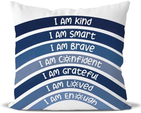 QIYUHOY Navy Boho Rainbow Classroom Throw Pillow Covers, 18x18 Inch by QIYUHOY