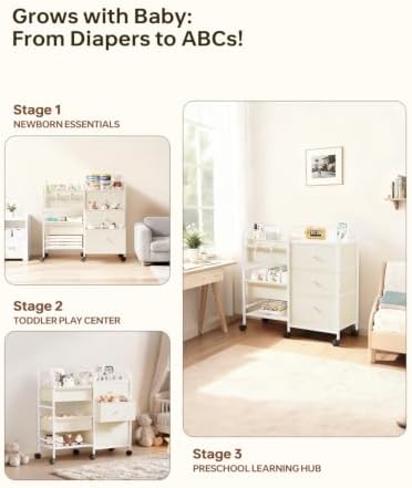 2in1 Baby Diaper Caddy Organizer and Storage Cart - Image 5