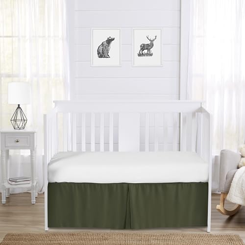 Sweet Jojo Designs Dark Green Boy Baby Crib Bed Skirt Nursery Dust Ruffle - Image 2