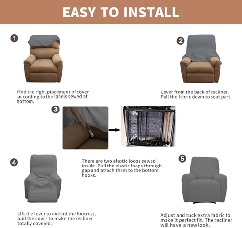 Easy-Going 100% Waterproof Recliner Chair Cover，1-Piece Recliner Slipcover - Image 5