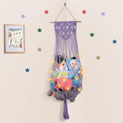 63Inch Stuffed Animal Storage Net Corner, Macrame Toy Hammock by iHansee