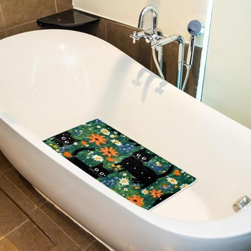 Shower Mat Non Slip, Cats Flower Anti Slip Bath Mat - Image 5