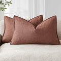 Foindtower Decorative Linen Lumbar Throw Pillow Covers 12x20 Inch Rust Red by Foindtower