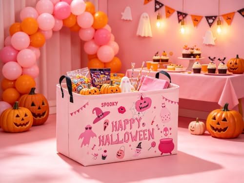 Sanjiaofeng Rectangular Pink Halloween Ghost Storage Basket, Waterproof - Image 2