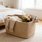 65L Large Laundry Basket with Handles, Woven Blanket Basket - Image 4