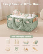 Blissful Diary Baby Diaper Caddy Organizer, Nursery Basket, Bow Sage Green - Image 4