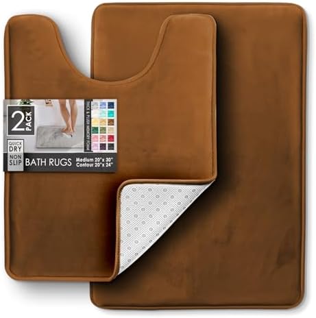 Clara Clark 2 Piece Bathroom Rugs, Velvet Memory Foam Bath Mat Set, Non-Slip - Image 3