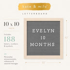 Kate & Milo 10" x 10" Natural Wood Gray Letterboard Set - Image 4