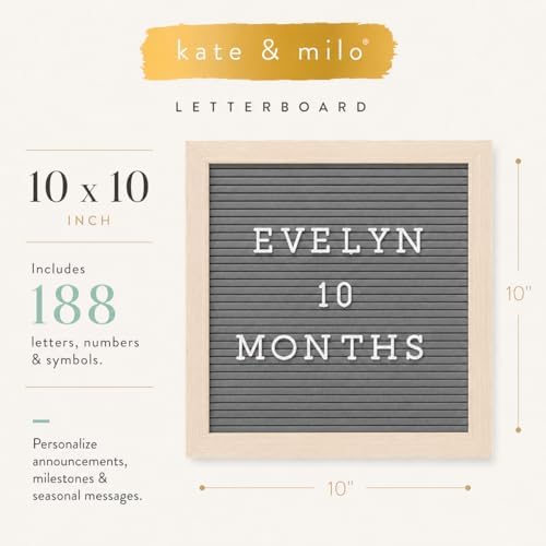 Kate & Milo 10" x 10" Natural Wood Gray Letterboard Set - Image 4
