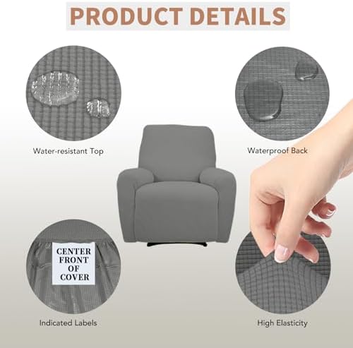 Easy-Going 100% Waterproof Recliner Chair Cover，1-Piece Recliner Slipcover - Image 3