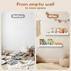 Nursery Floating Shelves for Kids Room, 2 Pack 23.6 Inch White Wall Shelves - Image 3