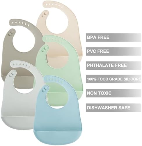PandaEar 5 Pack Waterproof Silicone Baby Bibs| Super Thin Light Weight Feeding - Image 3