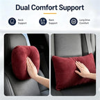 2 PCS Car Pillow for Driving Seat Soft Suede Headrest Neck & Lumbar Support - Image 2