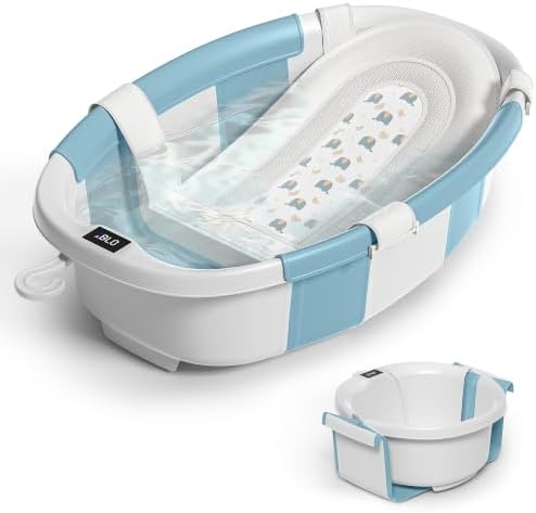 Collapsible Baby Bathtub for Newborn to Toddler 0-36 Months, Spacious Foldable by Himold
