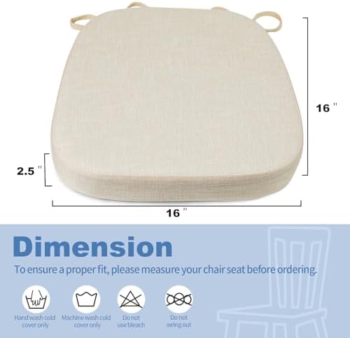 BUYUE Thickened 2.5" Dining Chair Cushions Set of 6, U-Shape High Density Foam - Image 3