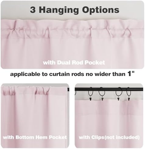 Chyhomenyc Blush Pink Valance for Windows, Light Filtering Faux Linen Textured - Image 4