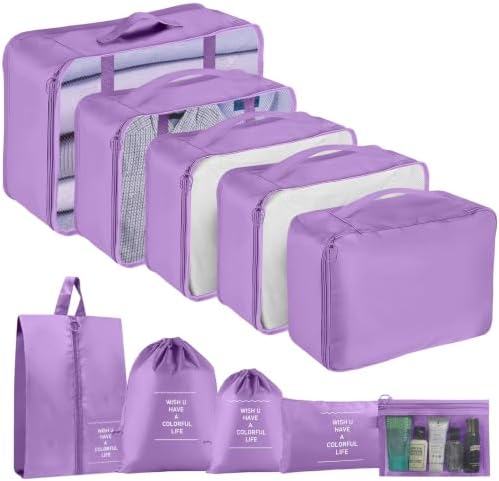 Packing Cubes for Travel 10 Set Luggage Organizer Bags by YEEYAA