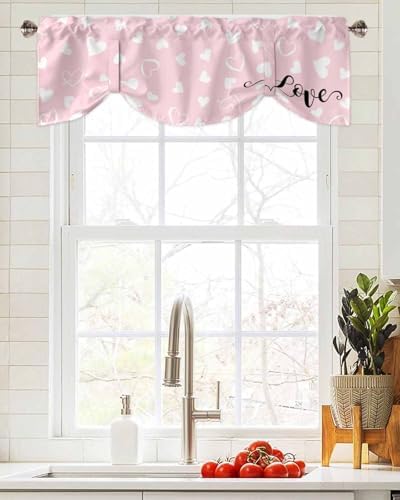 Pink Valentine's Day Blackout Tie Up Valance Curtains - Image 2