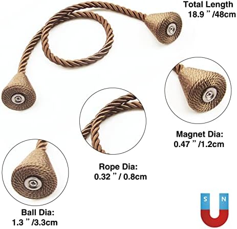 Magnetic Curtain Tiebacks Rope Decorative Holdbacks - Image 3