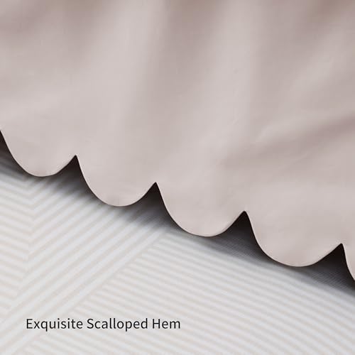 Shunjie.Home Scallop Edge Crib Skirt Ivory, 100% Egyptian Cotton 400 Thread - Image 2