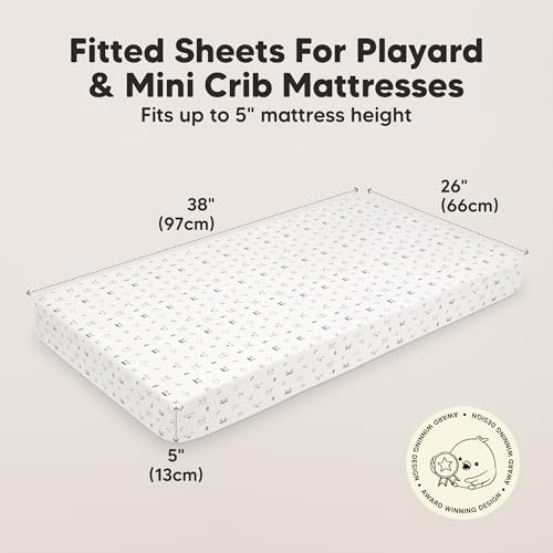 2-Pack Mini Crib Sheets Fitted, 38x26 Pack N Play Mattress Sheets - Image 3