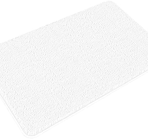 Yeaban Chenille White Bathroom Rug 30"x50", Non-Slip Rubber Backing by Yeaban