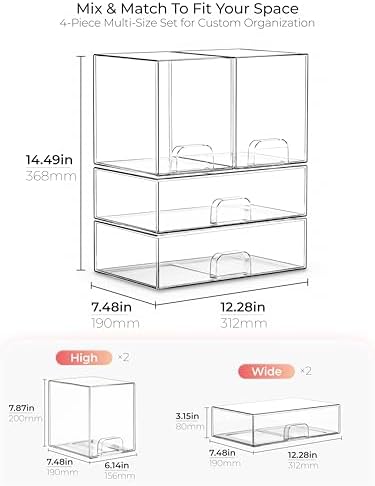 Stackable Storage Drawers Organizer Set of 4 - Image 2
