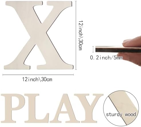 Wooden Letters 12 Inch Large Paintable Wood Letters X - Image 2