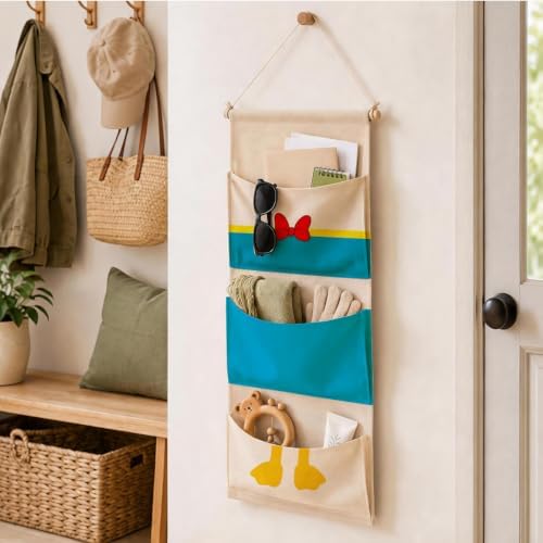 3-Pocket Hanging Wall Organizer, Cartoon Duck Design - Image 5