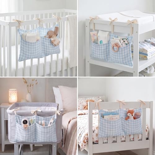 Gingham Crib Hanging Organizer Gingham Diaper Bag Organizer Playpen Organizers - Image 5