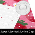 Shower Mat Non Slip 26.8 x 15.1 Inches, Strawberries on a Pink Background - Image 3