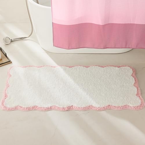 Ohocut Luxury Microfiber Scalloped Runner Rug, Floor Carpet, Anti Slip by Ohocut