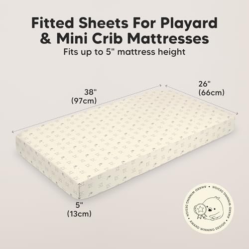 2pk Mini Crib Sheets Fitted 38x26 Pack N Play Mattress Sheet - Image 3