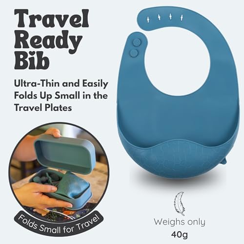Baby Travel Feeding Set with Silicone Suction Plates, Dark Blue Small - Image 5