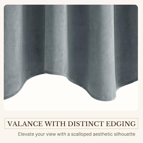 StangH Stone Blue Velvet Window Valance Scalloped 52x18 Inch, 1 Panel - Image 5