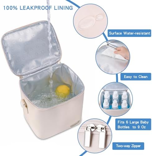 Breastmilk Cooler Bag with Ice Pack Fits 6 Baby Bottles Up to 9 Ounce, Baby - Image 2