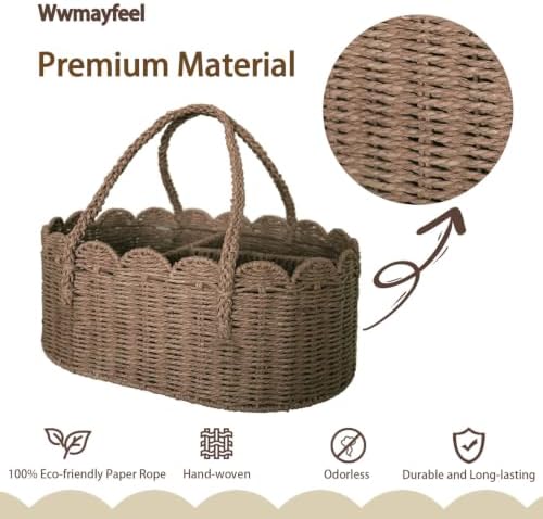 Diaper Caddy Organizer, Paper Rope Storage Baskets Nursery Bin - Image 2