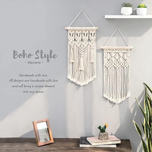 Mkono 2 Pcs Macrame Wall Hanging, Boho Woven Chic Tapestry Decor - Image 2