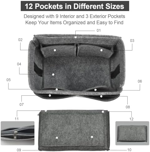 OMYSTYLE Purse Organizer Insert, Felt Tote Bag Organizer Insert - Image 3