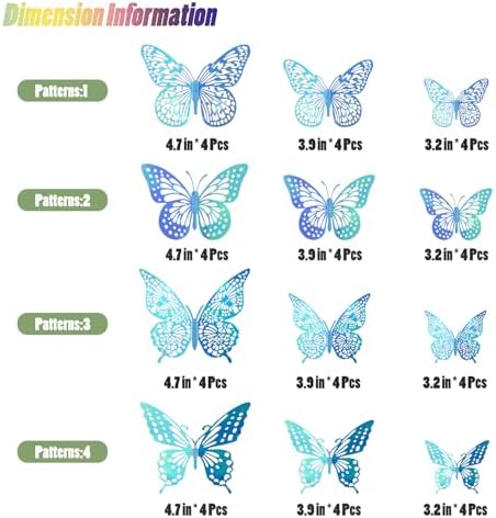 SAOROPEB 3D Butterfly Wall Decor 48 Pcs Laser Blue Butterfly Decorations - Image 5