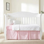 EVERYDAY KIDS Light Pink Pleated Crib Skirt; 100% Natural Cotton Nursery Crib - Image 3